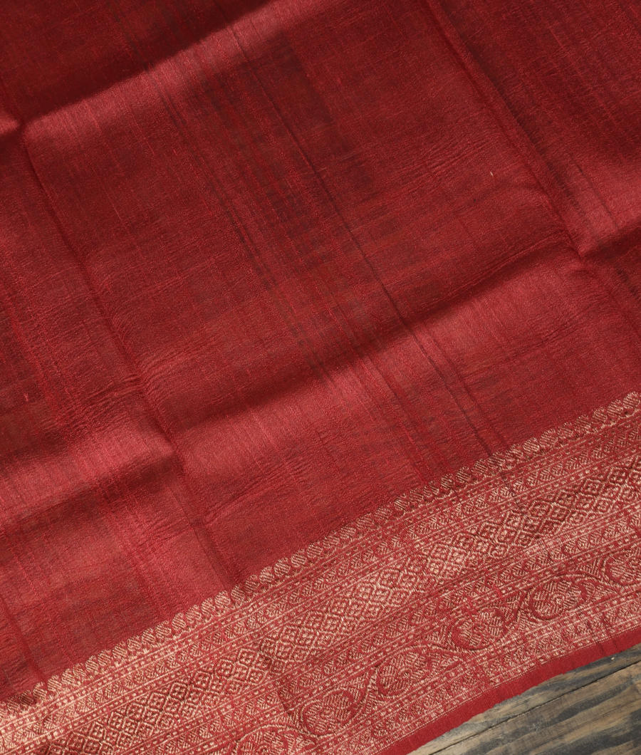 Red Printed Banaras Tussar Georgette Saree T3436263