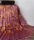 Purple Printed Banaras Tussar Georgette Saree T3436291