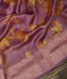 Purple Printed Banaras Tussar Georgette Saree T3436294