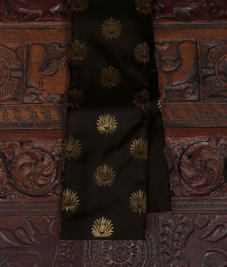 Black Handwoven Kanjivaram Silk Saree T57085-image