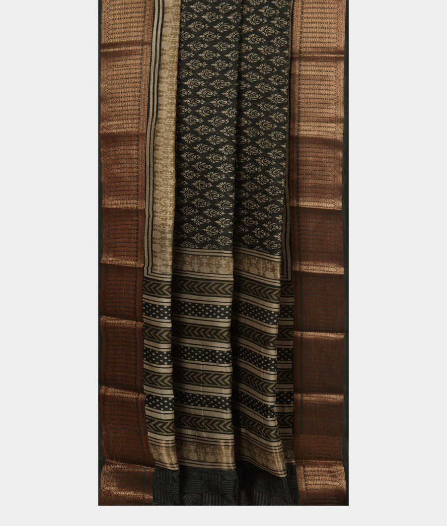 Green Soft Printed Cotton Saree T3431112