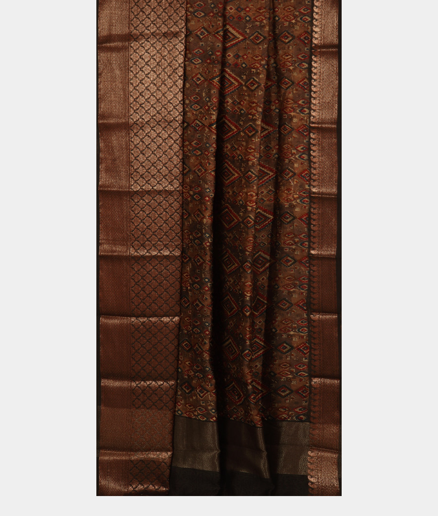 Brown Soft Printed Cotton Saree T3430522