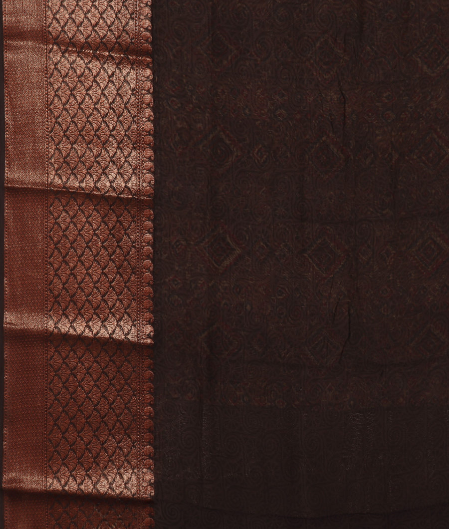 Brown Soft Printed Cotton Saree T3430523