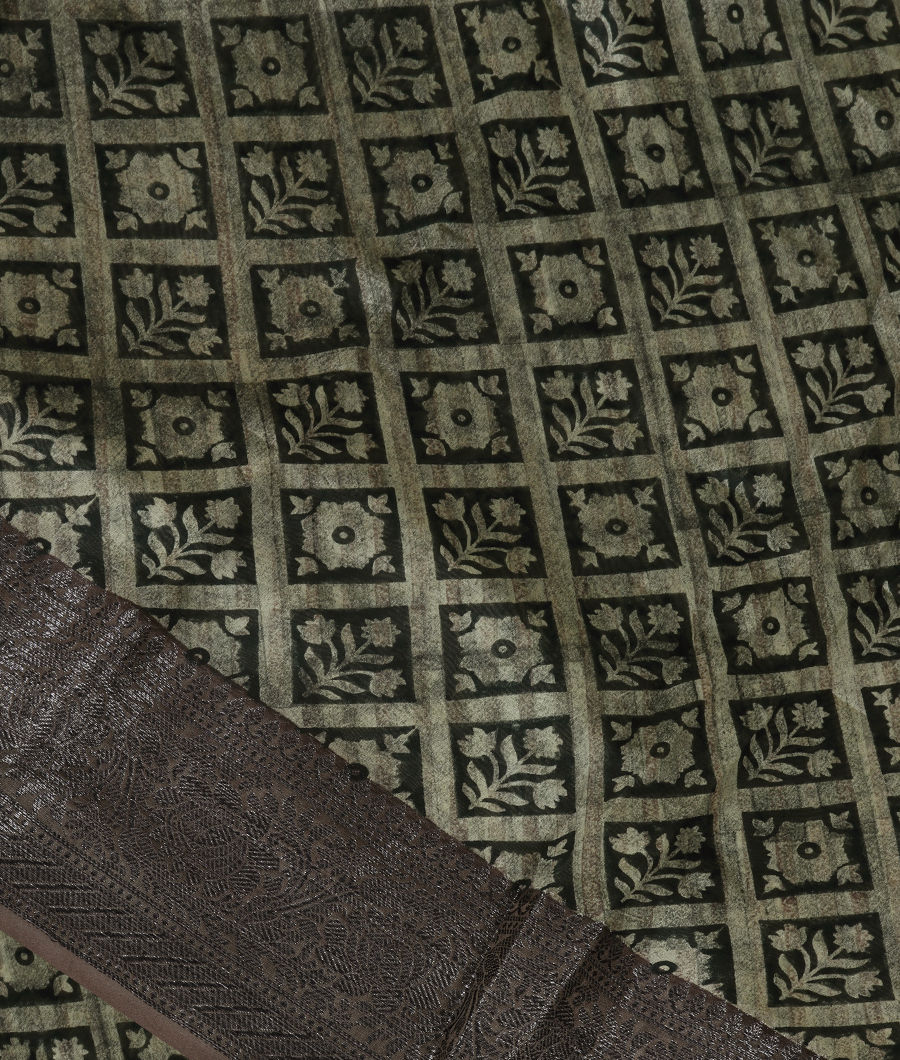 Green Soft Printed Cotton Saree T343016-image