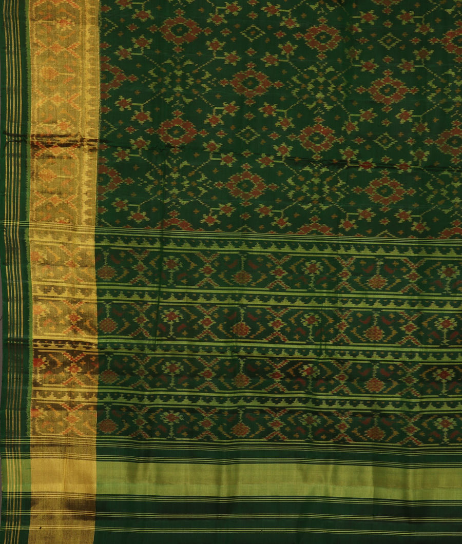 Bottle Green Patola Silk Saree T3453204