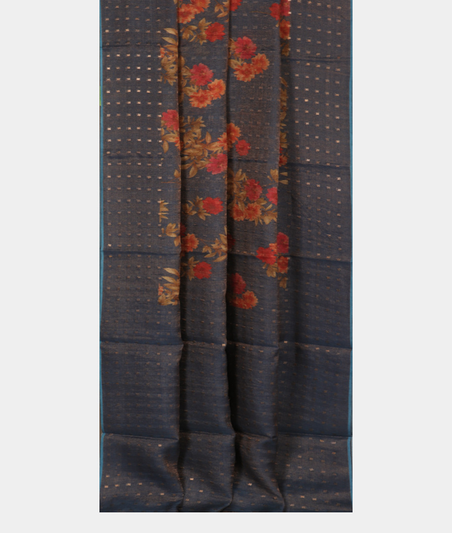 Blue Tussar Printed Saree T3465682