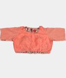 Peach Kora Organza Embroidery Saree  T3428473