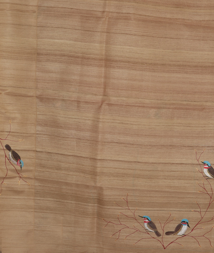 Red Kora Organza Hand Painted Saree NJ3393