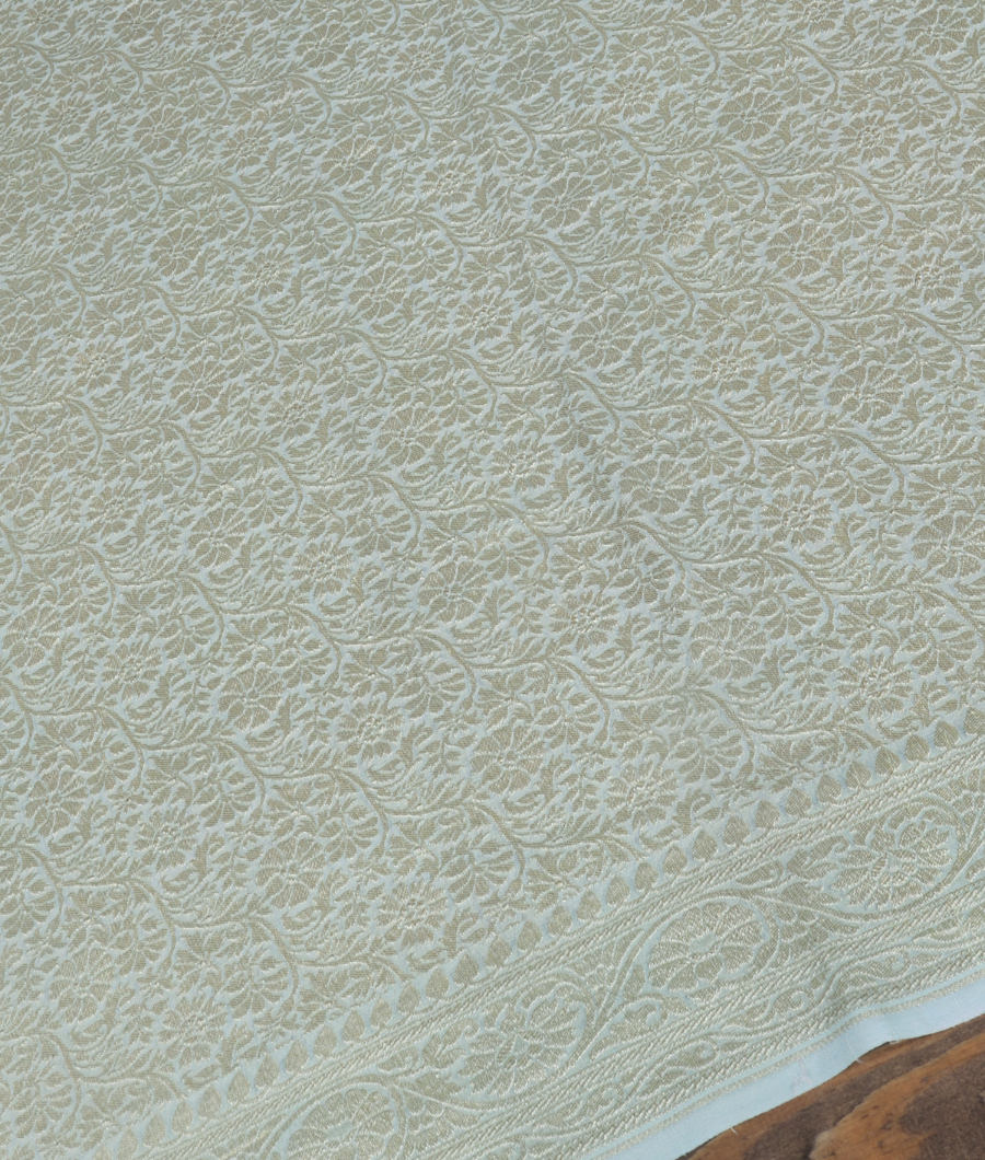 Blue Printed Banaras Georgette Silk Saree T3443943