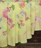 Yellowish Green Printed Banaras Georgette Silk Saree  T3443972