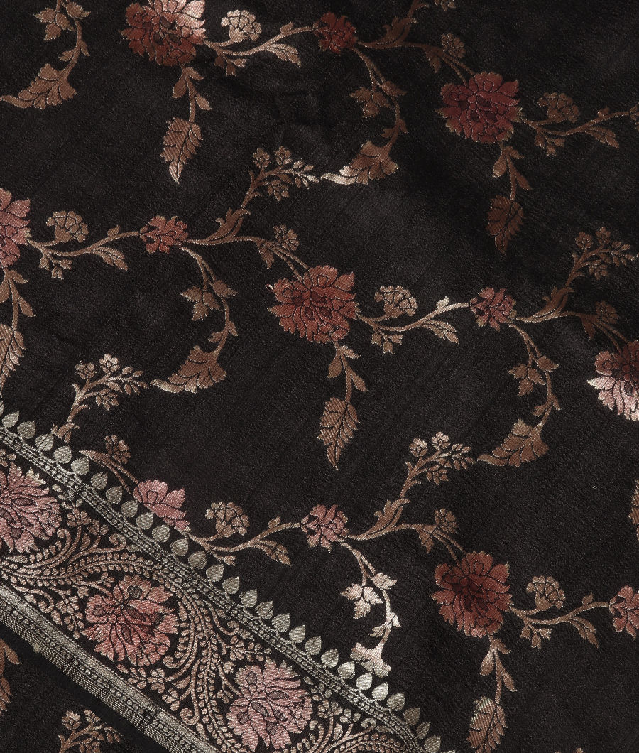 Black Tussar Georgette Saree T346682-image