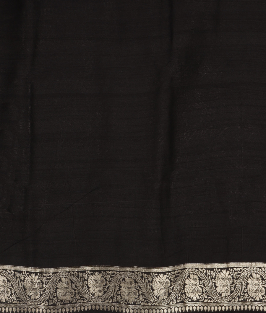 Black Tussar Georgette Saree T3466823