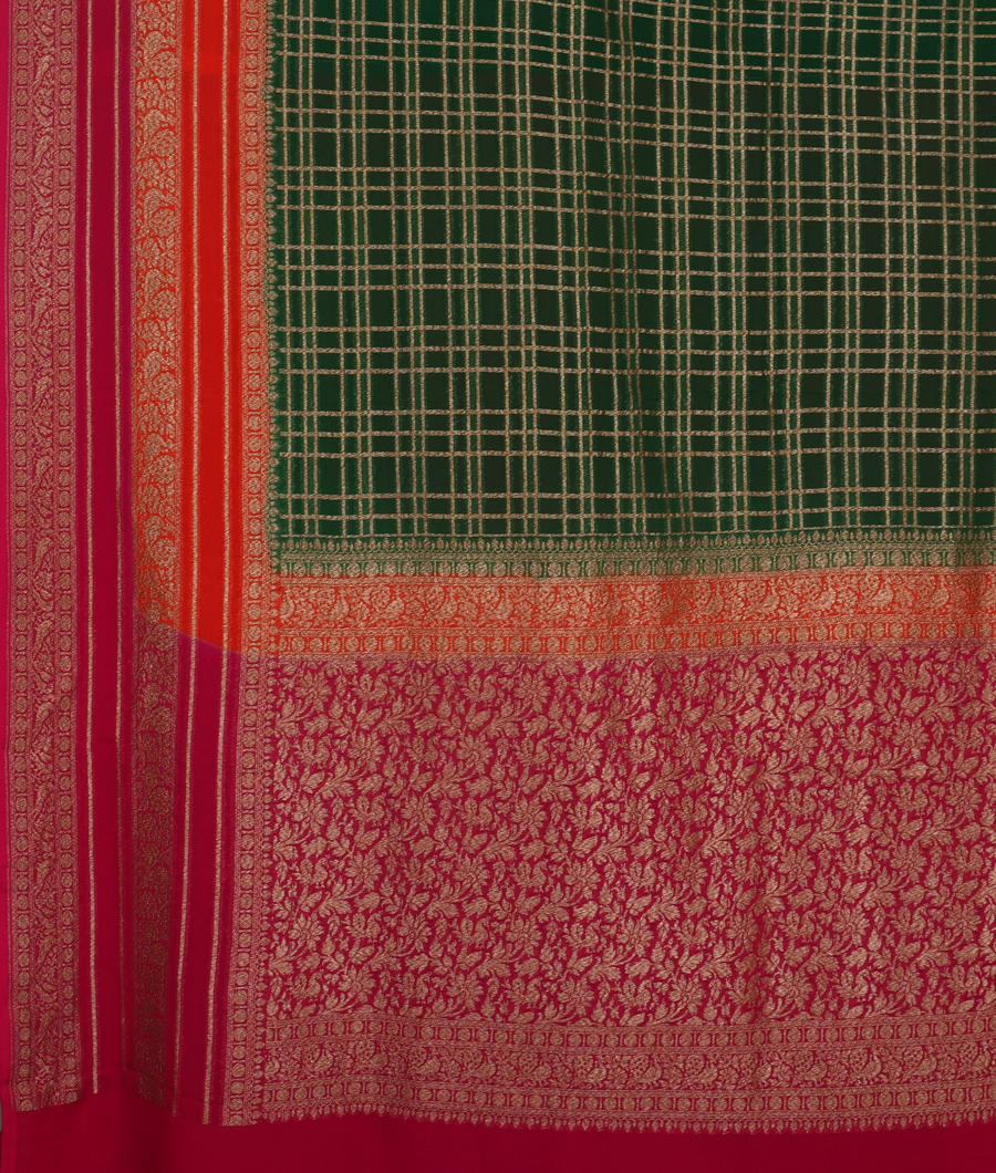 Green Banaras Georgette Silk Saree T3464184