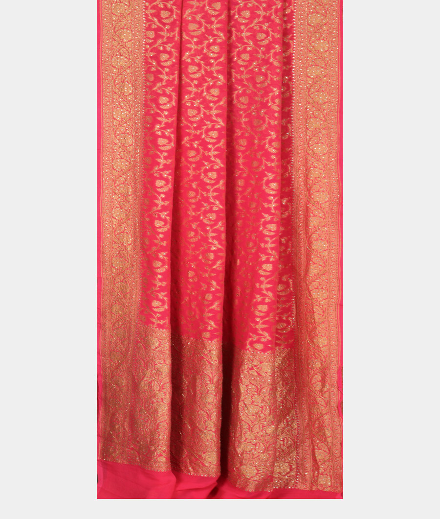 Pink Banaras Georgette Silk Saree T2677702