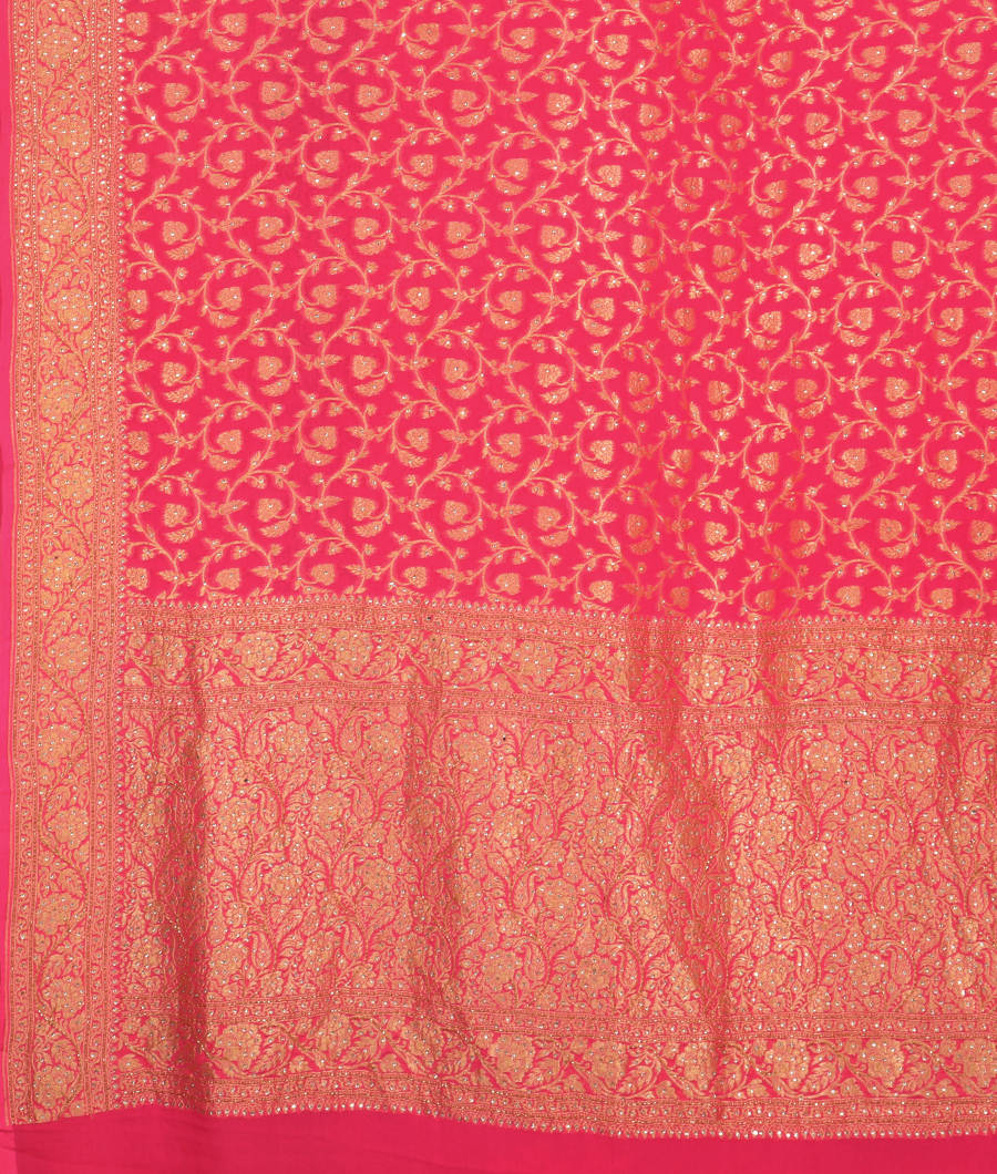 Pink Banaras Georgette Silk Saree T2677704