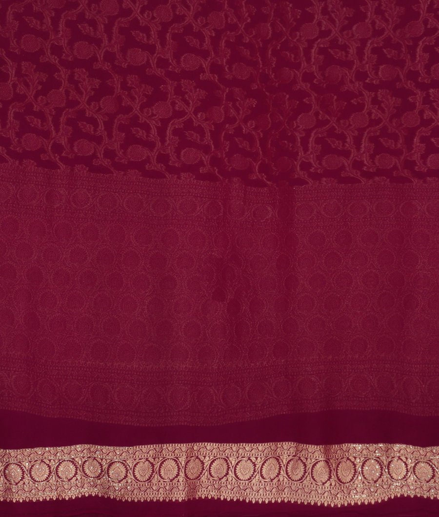 Purple Banaras Georgette Silk Saree T2677653