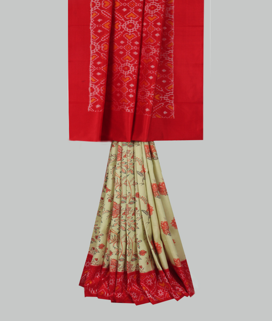 Green Ikat Silk Saree T3444095