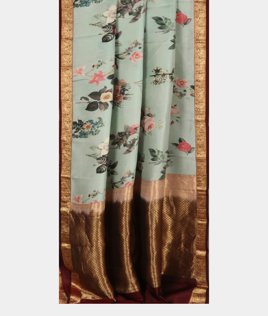 Blue Printed Soft Silk Saree T3448272