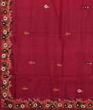 Reddish Pink Tussar Embroidery Saree T3443534