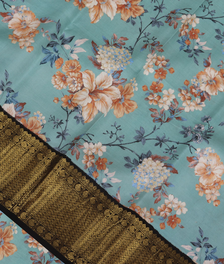 Blue Printed Kanjivaram Silk Saree T306980-image