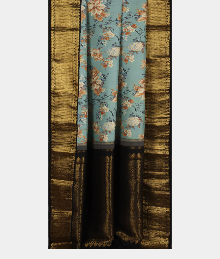 Blue Printed Kanjivaram Silk Saree T3069802