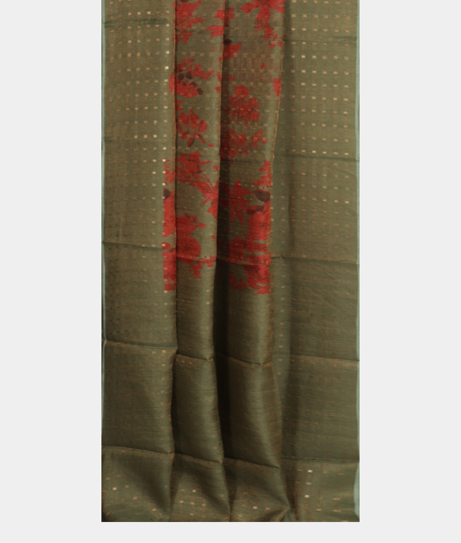 Green Tussar Printed Saree T3465702