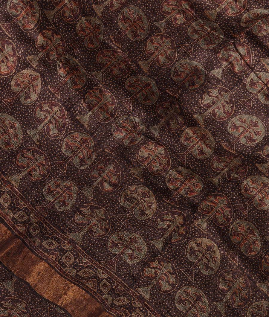 Brown Tussar Printed Saree T340912-image