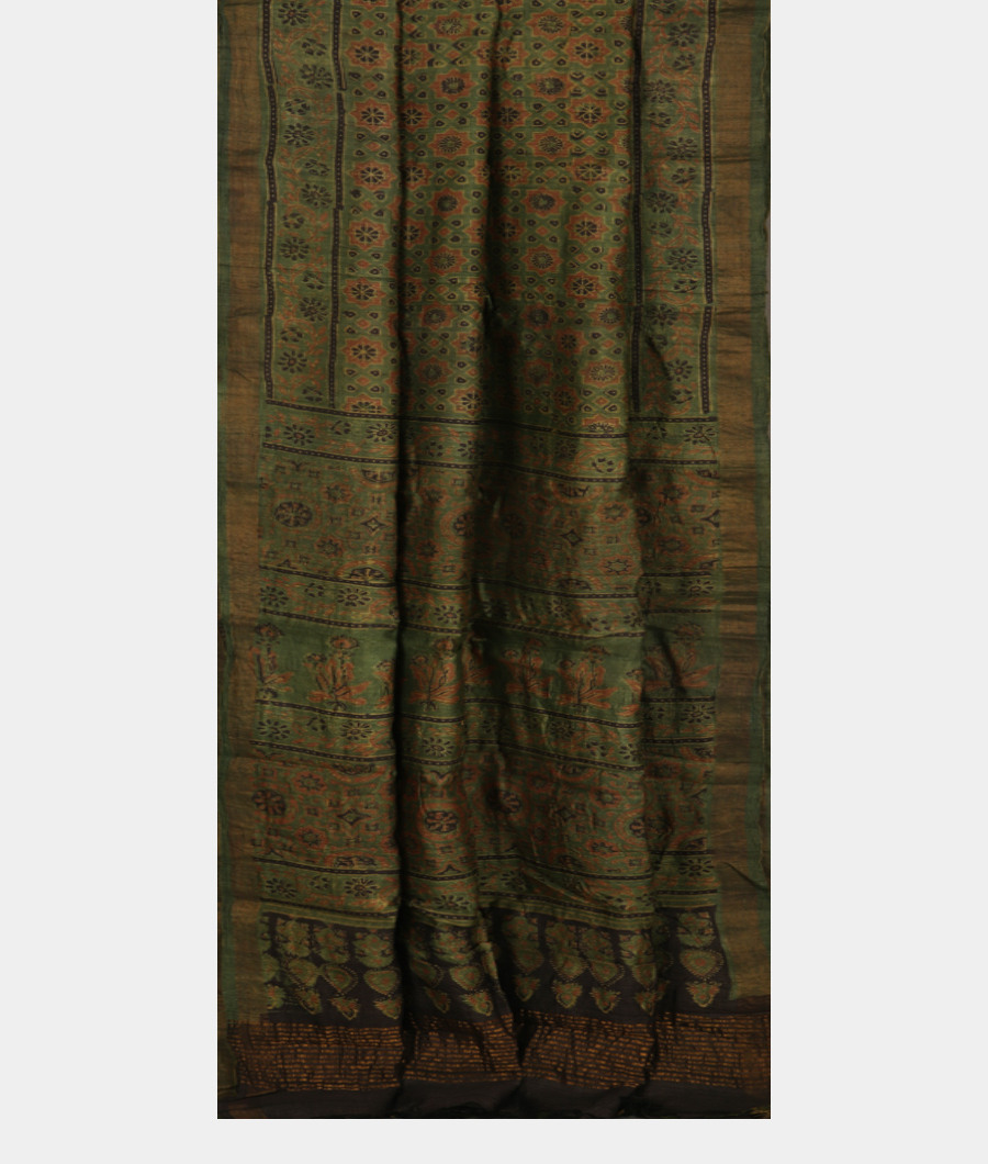 Green Tussar Printed Saree T3409152