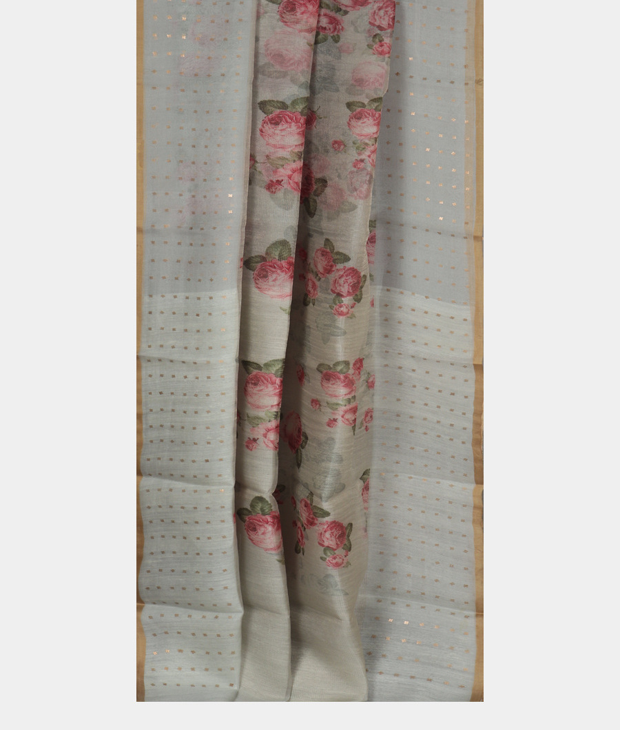 Light Blue Kora Organza Printed Saree T3446872