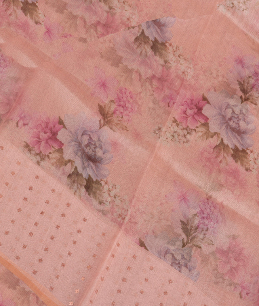 Pink Kora Organza Printed Saree T344683-image
