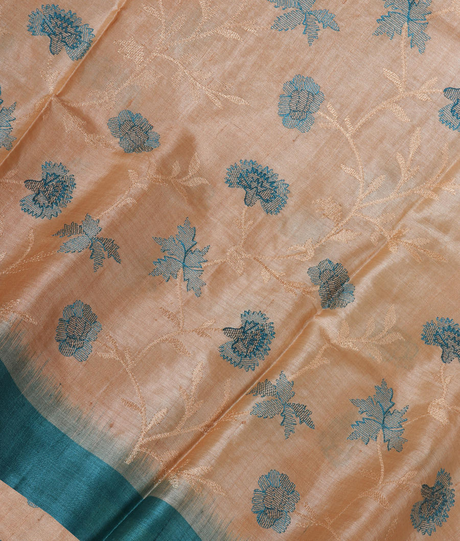Beige Tussar Embroidery Saree T98113-image