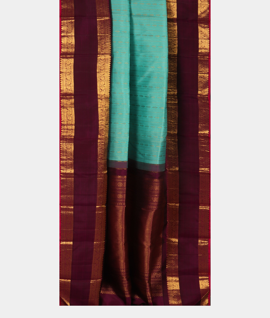 Turquoise Blue Handwoven Kanjivaram Silk Saree T2896732