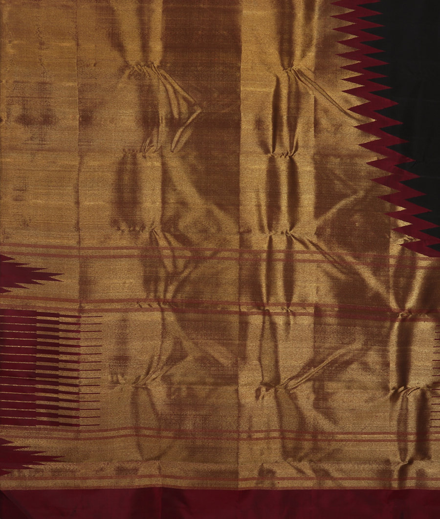 Black Handwoven Kanjivaram Silk Saree T3414904