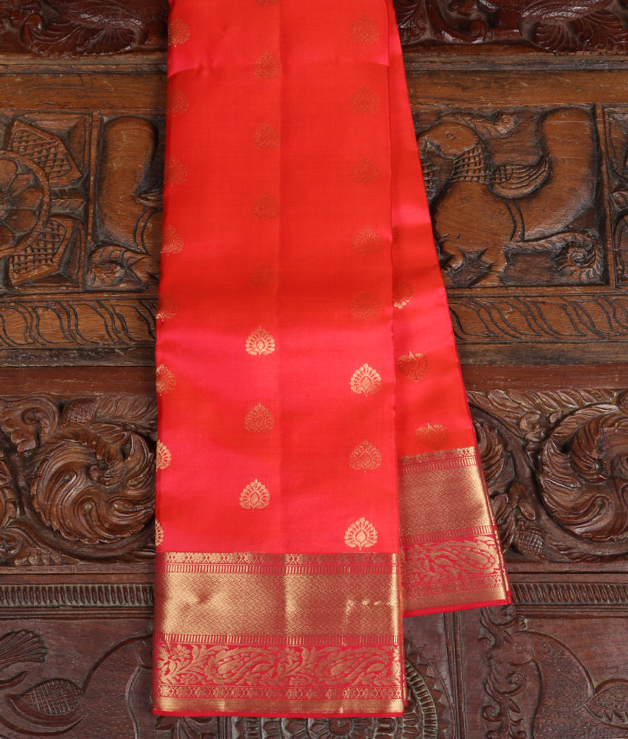 Orangish Pink Soft Silk Saree T336208-image