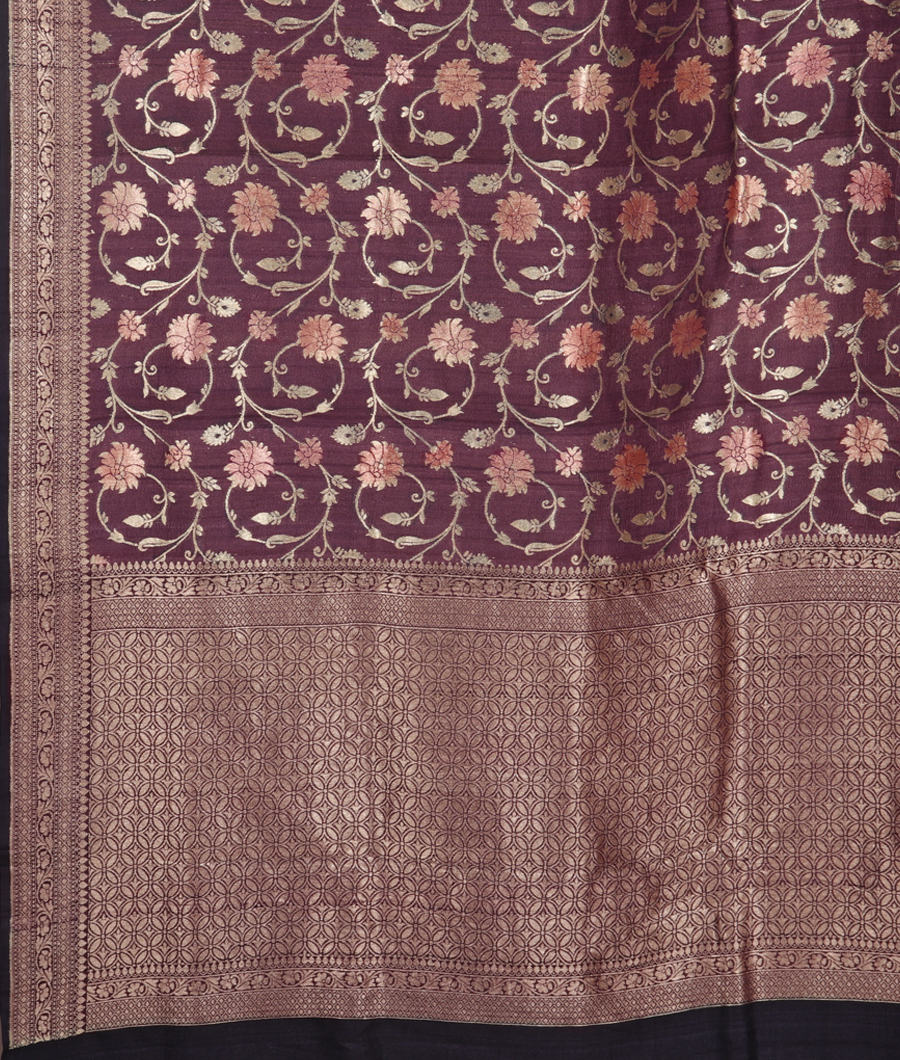 Purple Tussar Georgette Saree T3466734