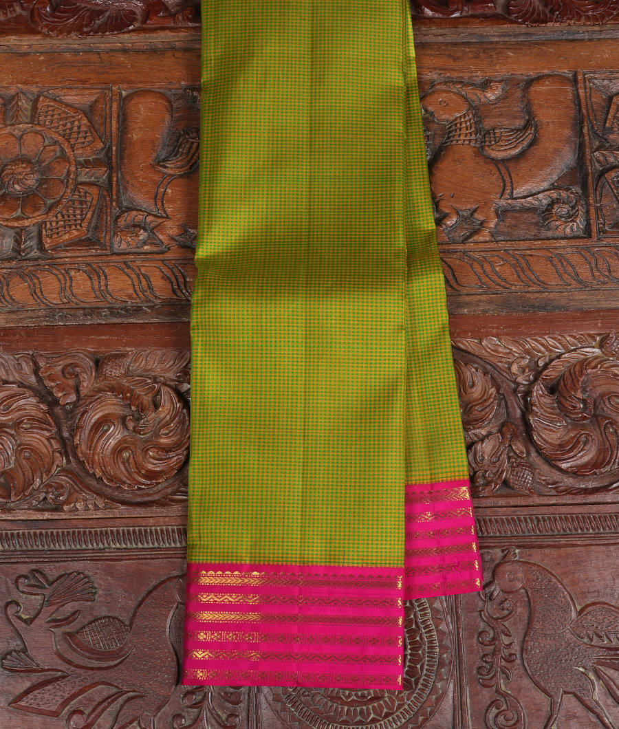 Green And Yellow Handwoven Kanjivaram Silk Saree T342192-image