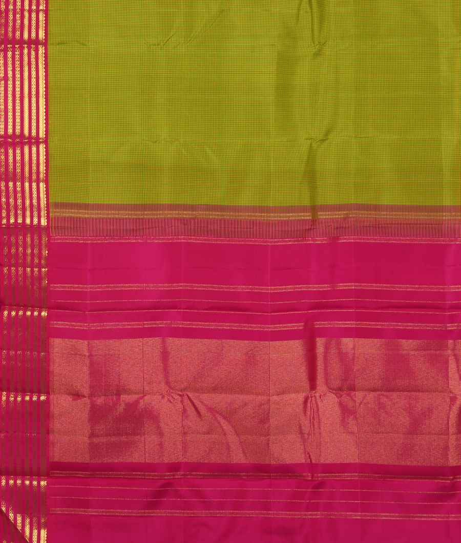 Green And Yellow Handwoven Kanjivaram Silk Saree T3421924