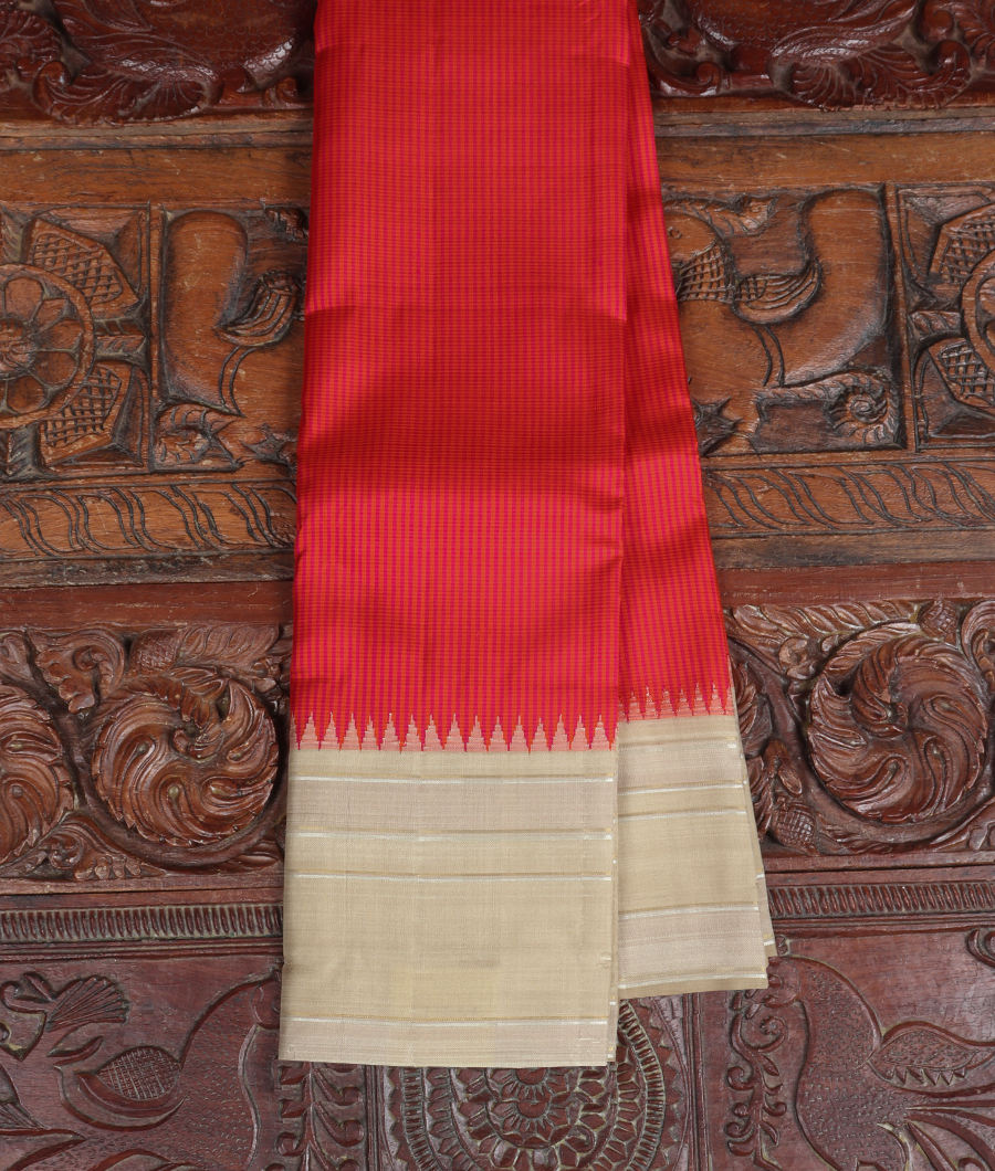 Pink And Orange Handwoven Kanjivaram Silk Saree T347581-image