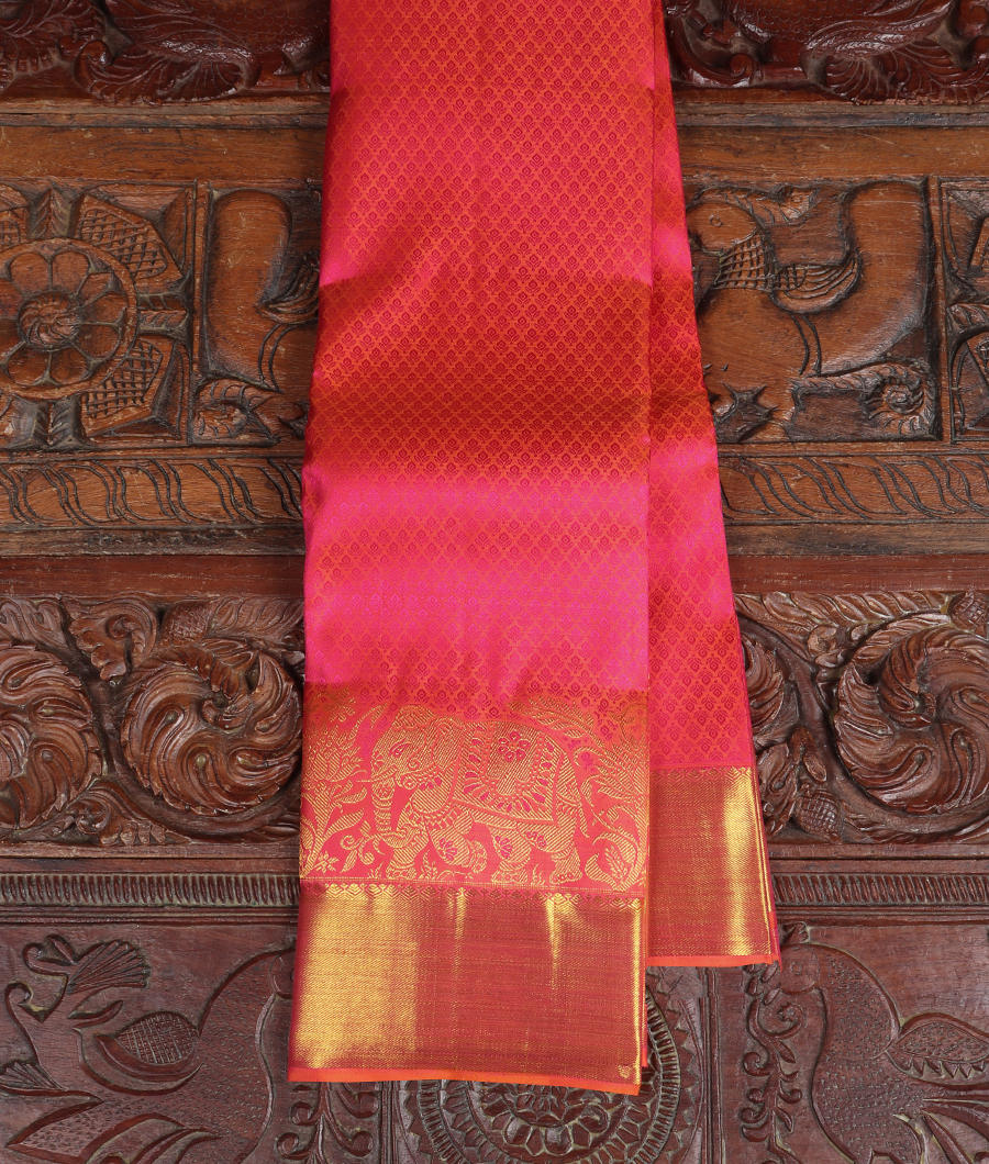 Pinkish Orange Handwoven Kanjivaram Silk Saree T342452-image