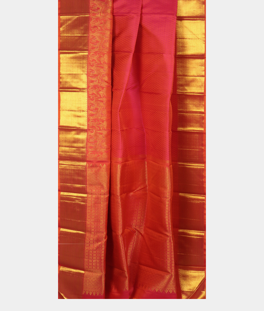 Pinkish Orange Handwoven Kanjivaram Silk Saree T3424522