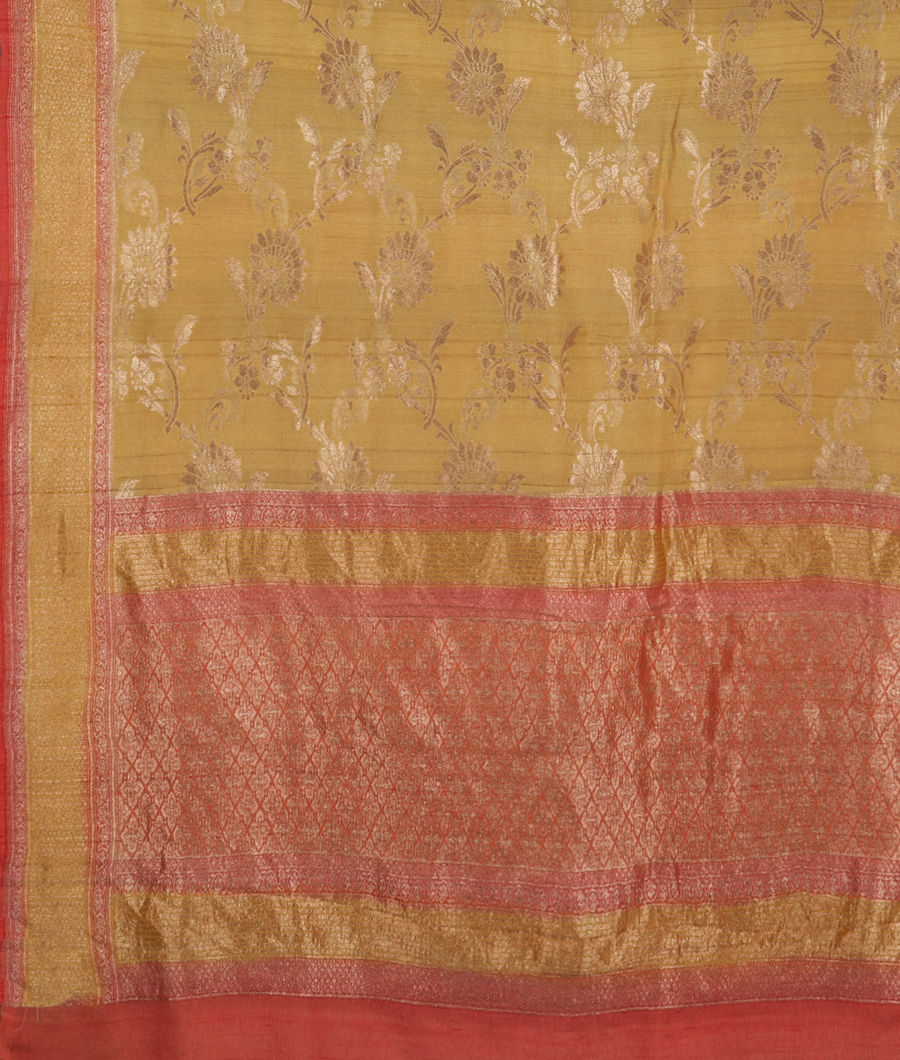 Yellow Tussar Georgette Saree T2258484