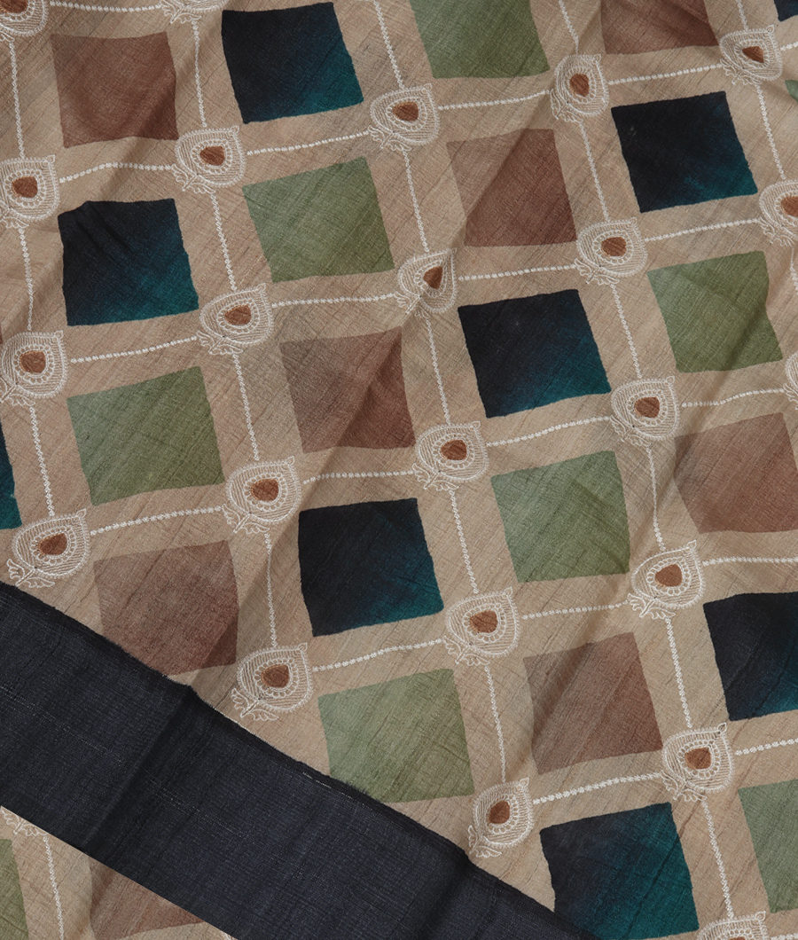 Beige Tussar Printed Saree T312815-image