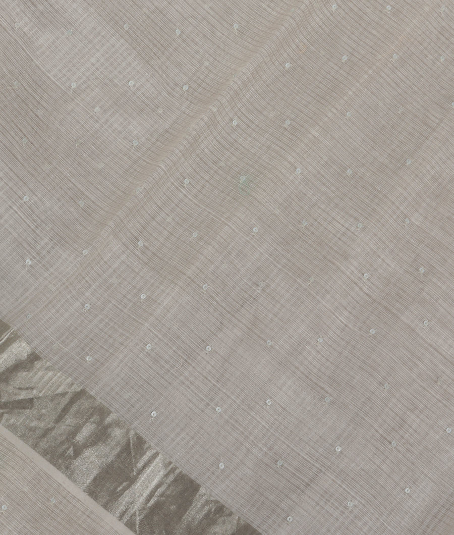 Grey Silk Kota Embroidery Saree T348156-image
