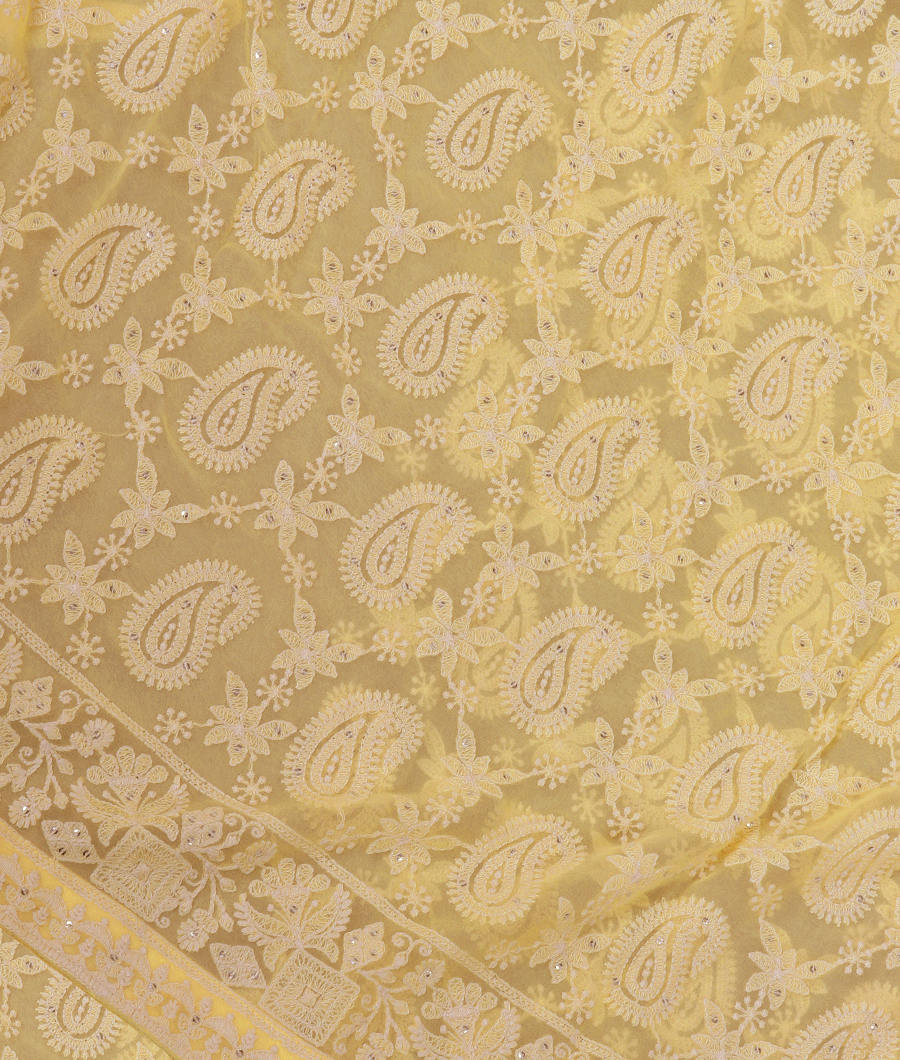 Yellow Chiffon Embroidery Silk Saree T346708-image