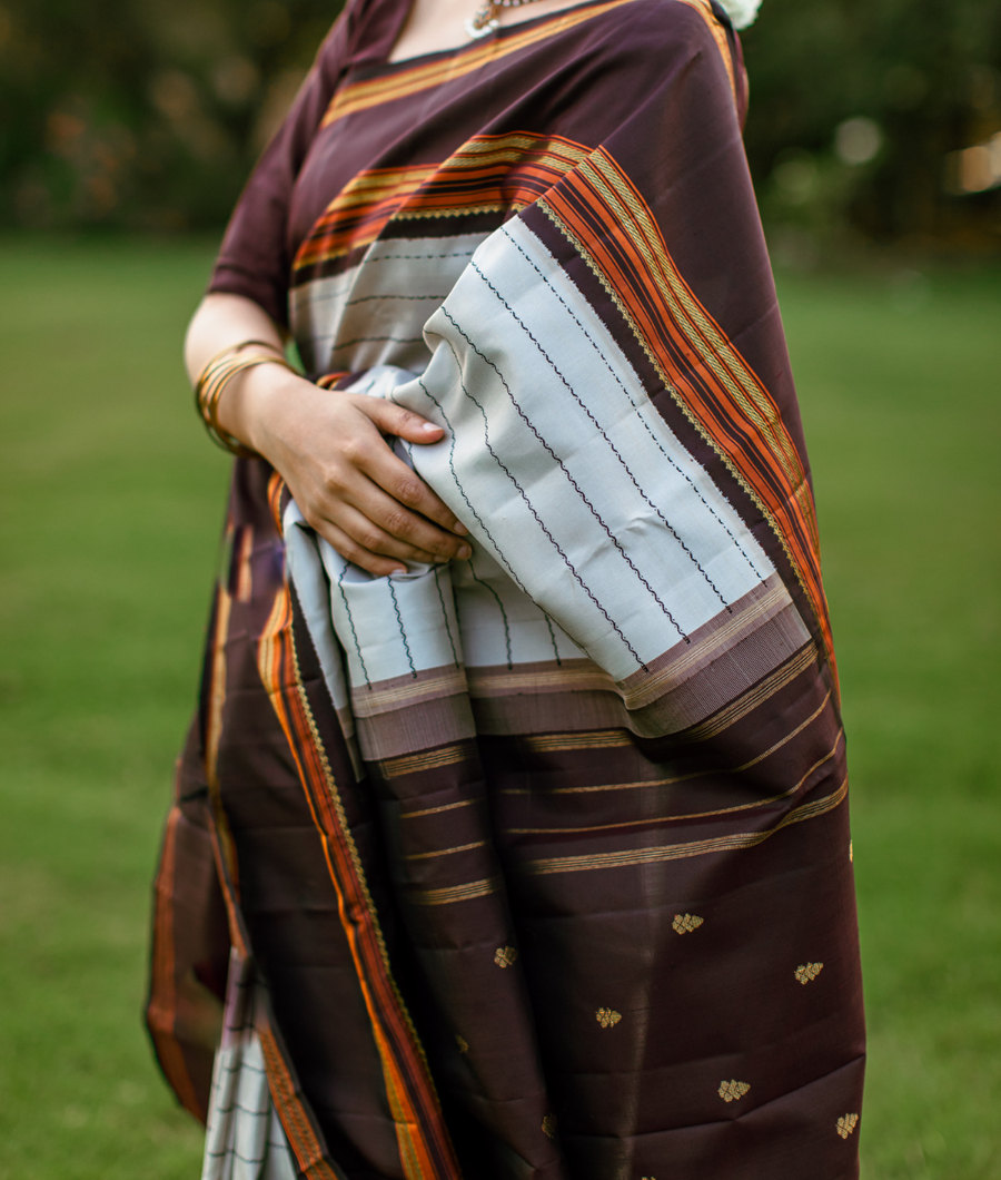 Light Grey Kanjivaram Silk Saree T3235224