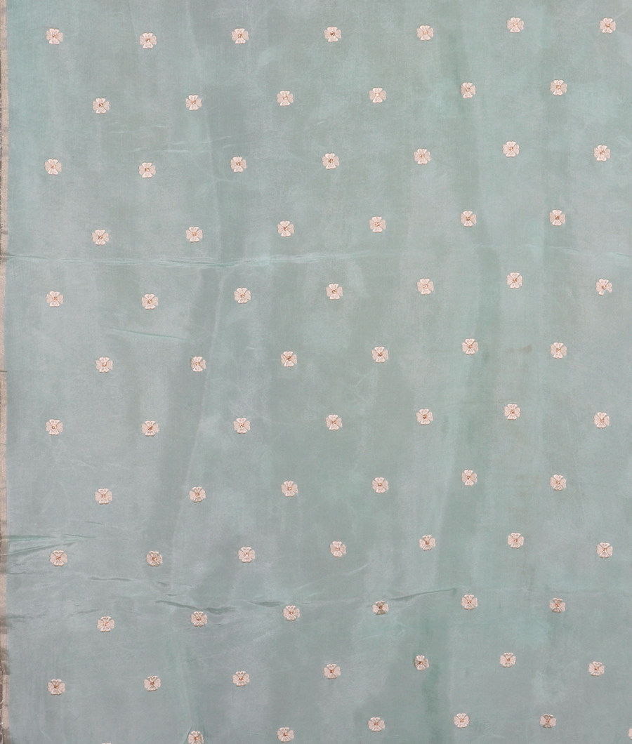 Green Kora Organza Embroidery Saree T3245263