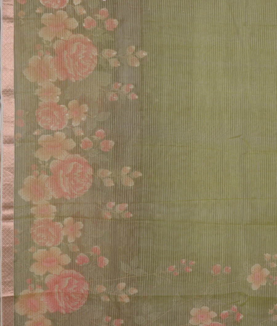 Green Kora Organza Embroidery Saree T3481713