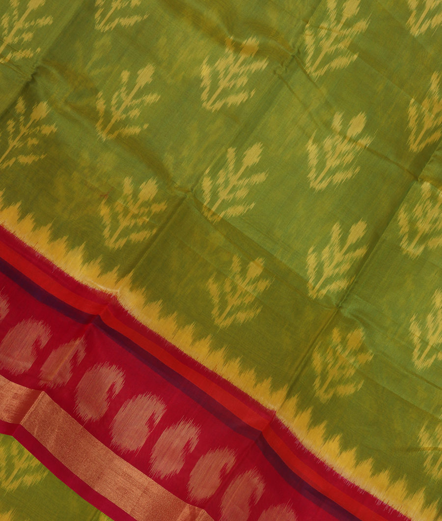 Green Pochampalli Silk Cotton Saree T348755-image