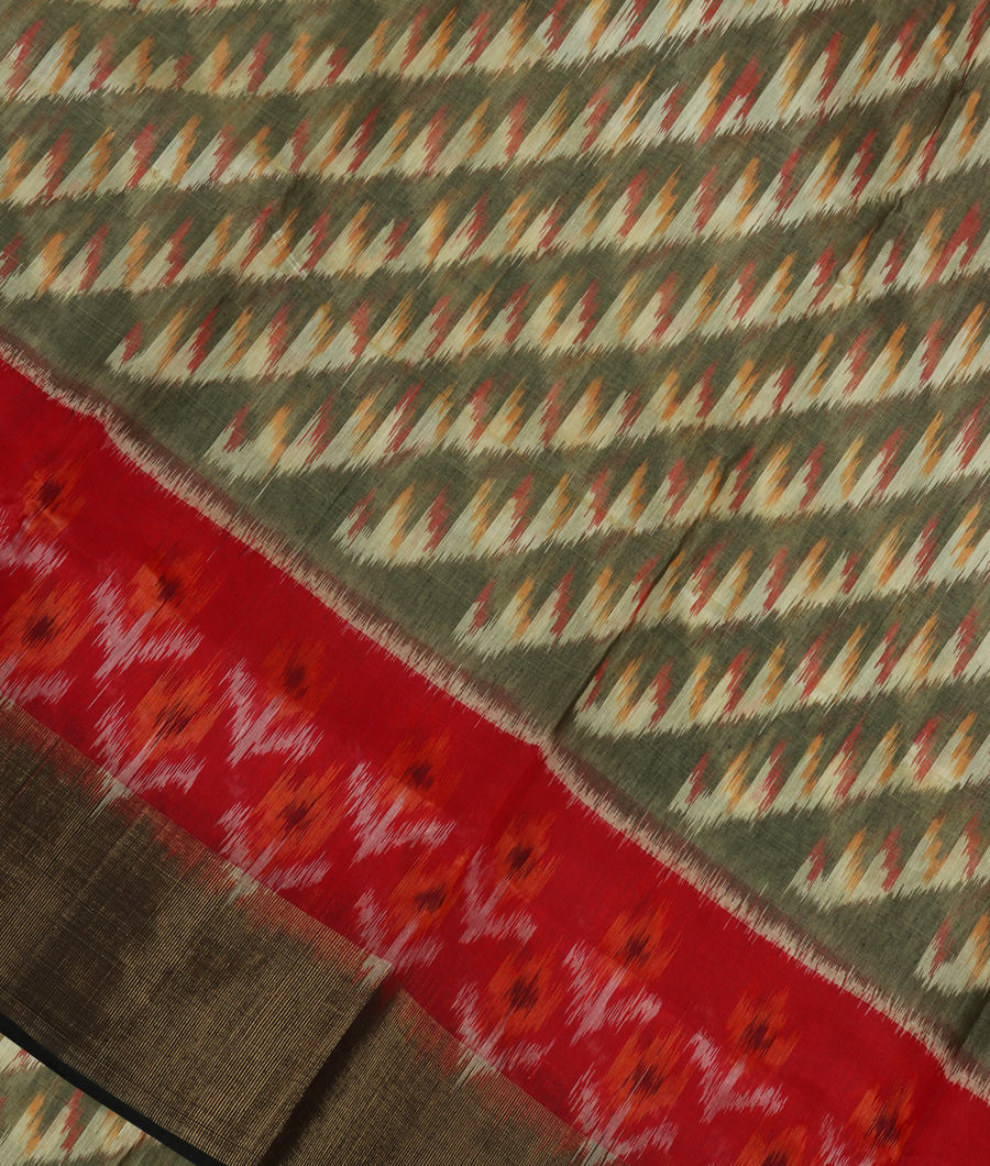 Green Pochampalli Silk Cotton Saree T348706-image