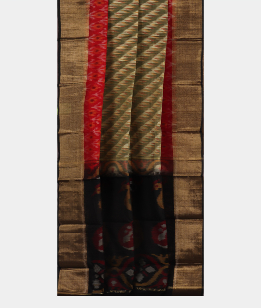 Green Pochampalli Silk Cotton Saree T3487062